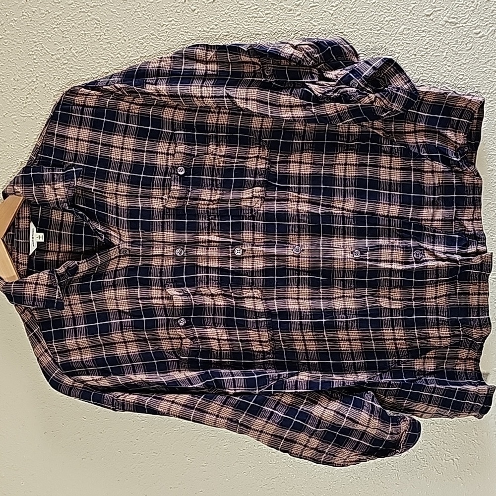 Max Studio Plaid Brown long Sleeve Top
